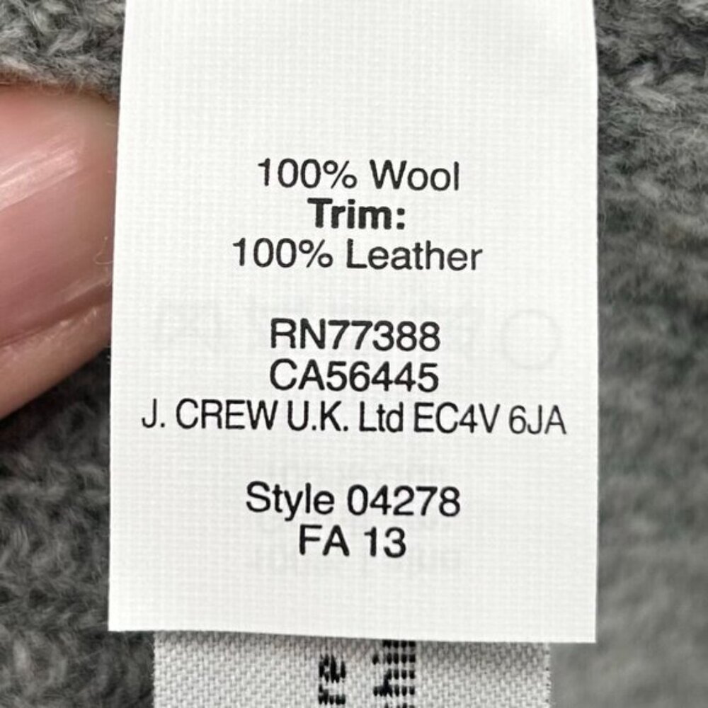 J. Crew Crewneck Sweater Gray Size Small Wool Leather Ribbed Minimalist - Picture 5 of 10